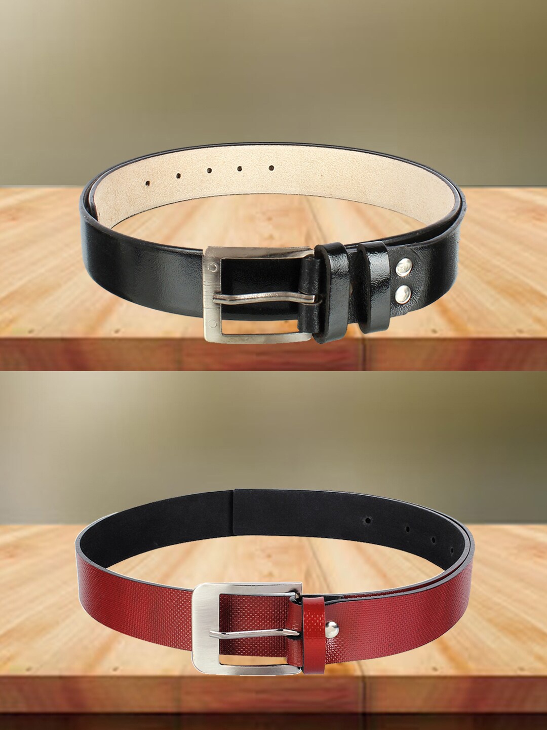 

Swiss Design Men Set Of 2 Synthetic Leather Formal Belts, Brown