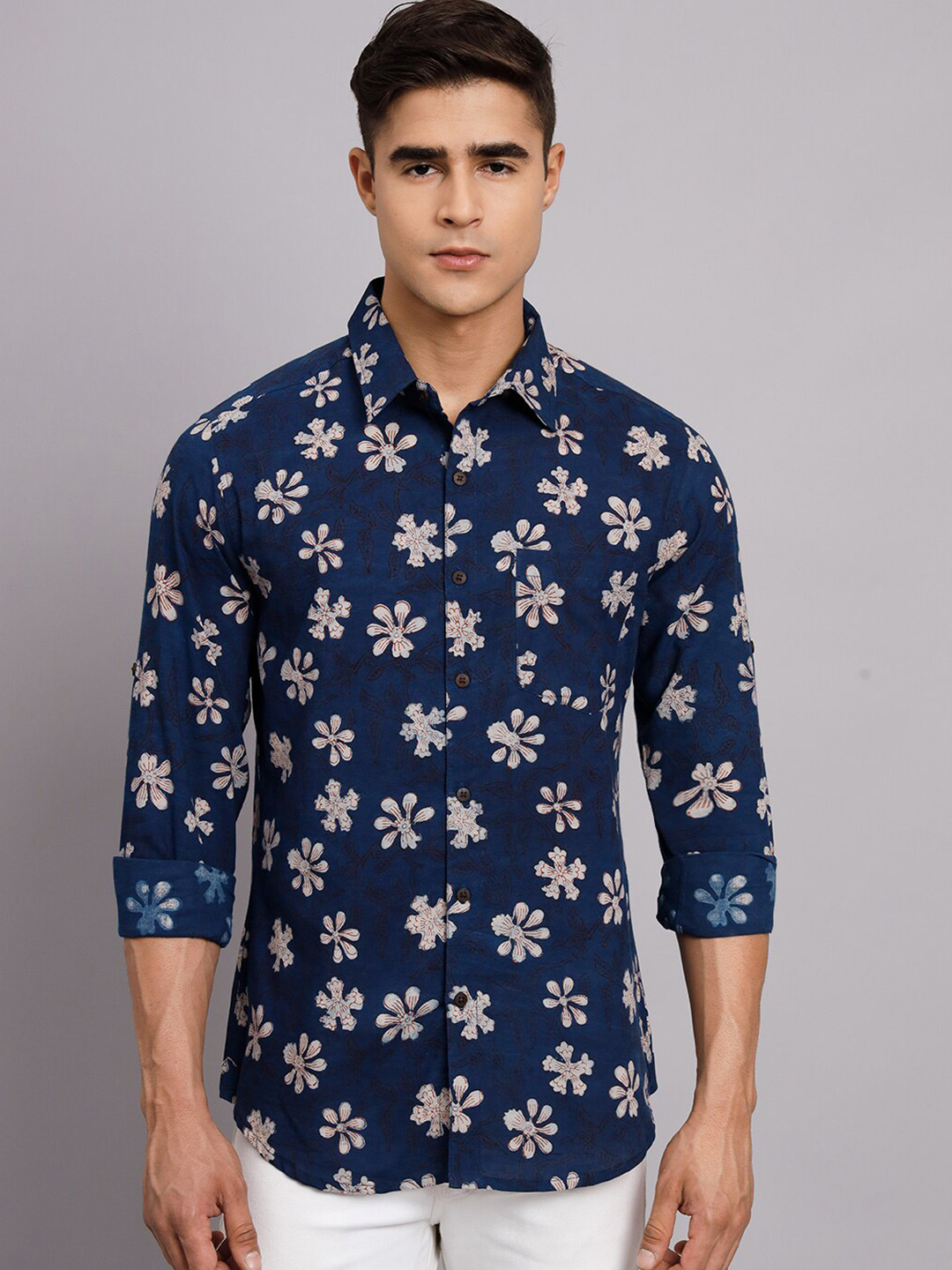 

Sutidora Classic Floral Printed Pure Cotton Shirt, Blue