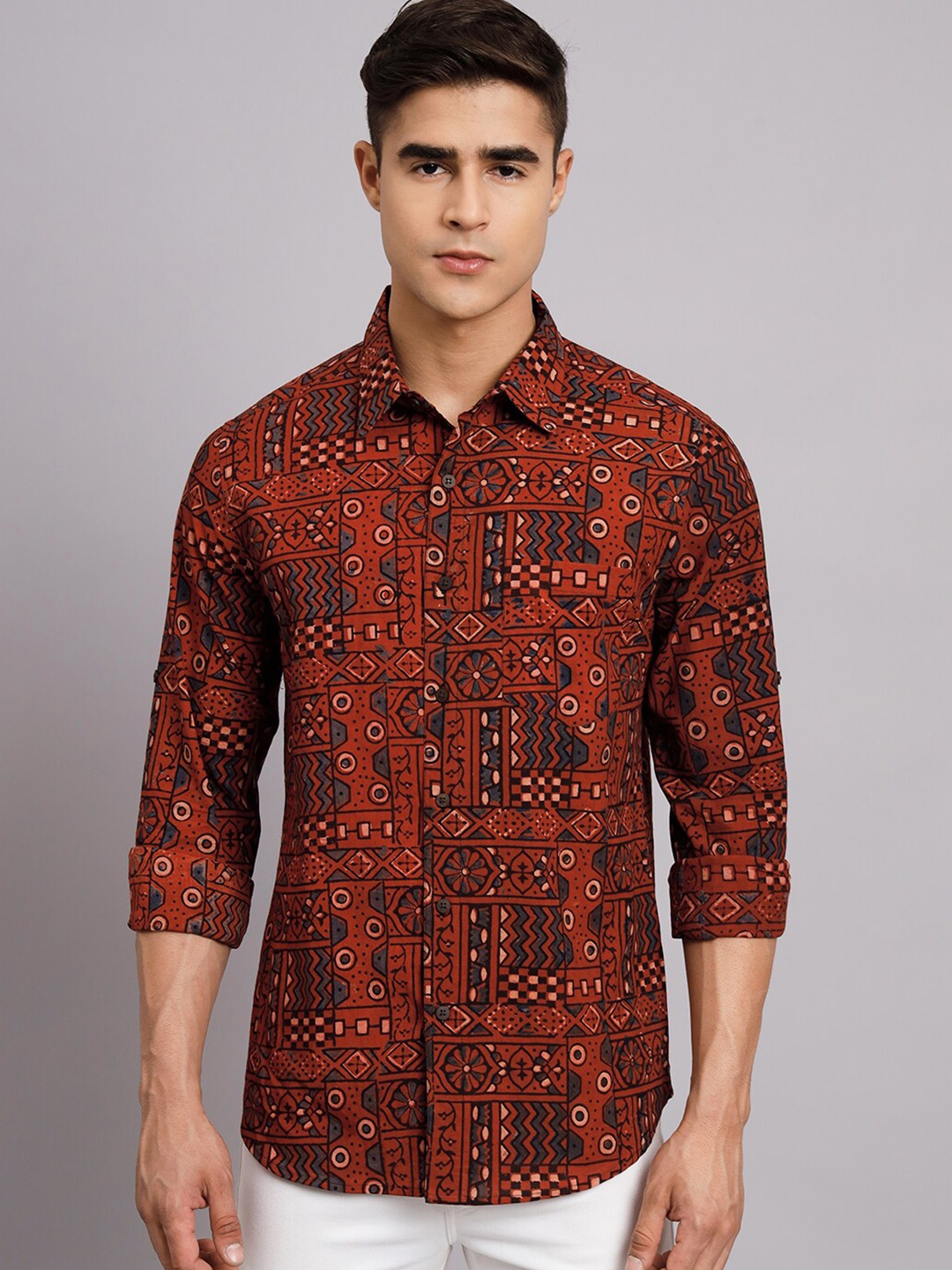 

Sutidora Abstract Printed Pure Cotton Shirt, Maroon