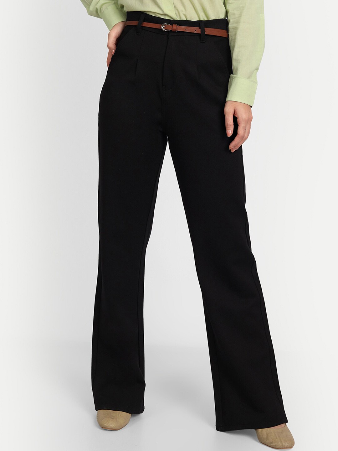 

BROADSTAR Women Pleated Korean Pants, Black