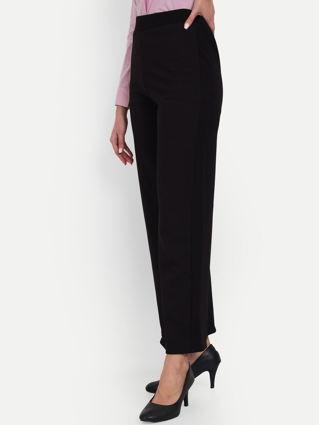 

BROADSTAR Women Smart Loose Fit High Rise Easy Wash Trousers, Black