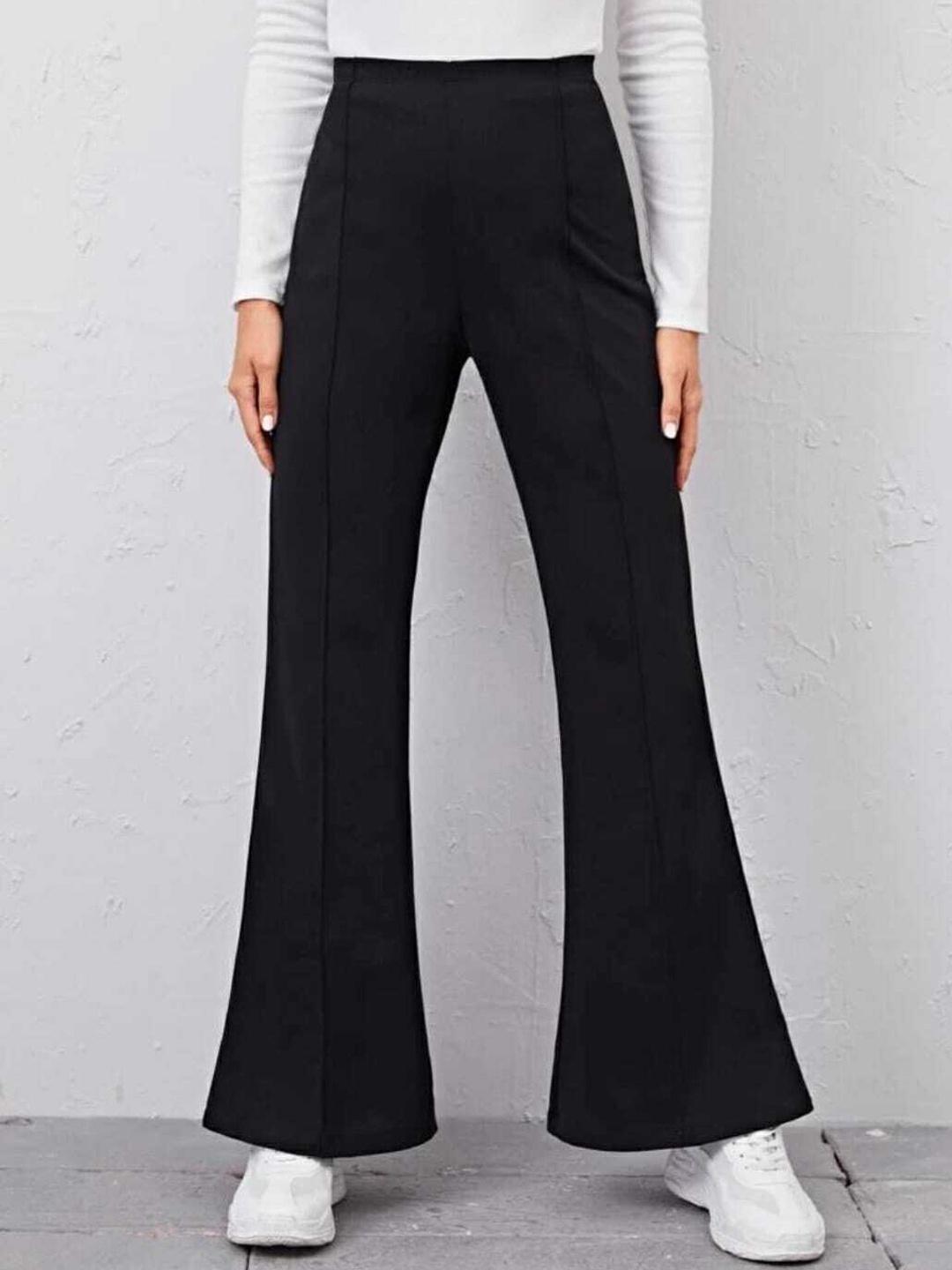 

BROADSTAR Women Comfort Fit High-Rise Easy Wash Bootcut Trousers, Black