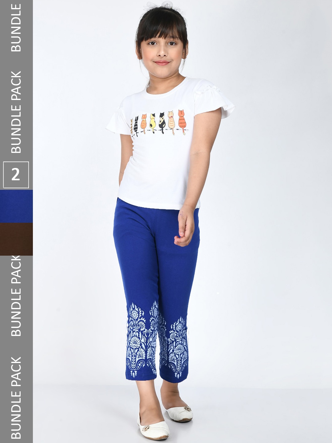 

IndiWeaves Pack of 2 Printed Cotton Lounge Pants, Blue
