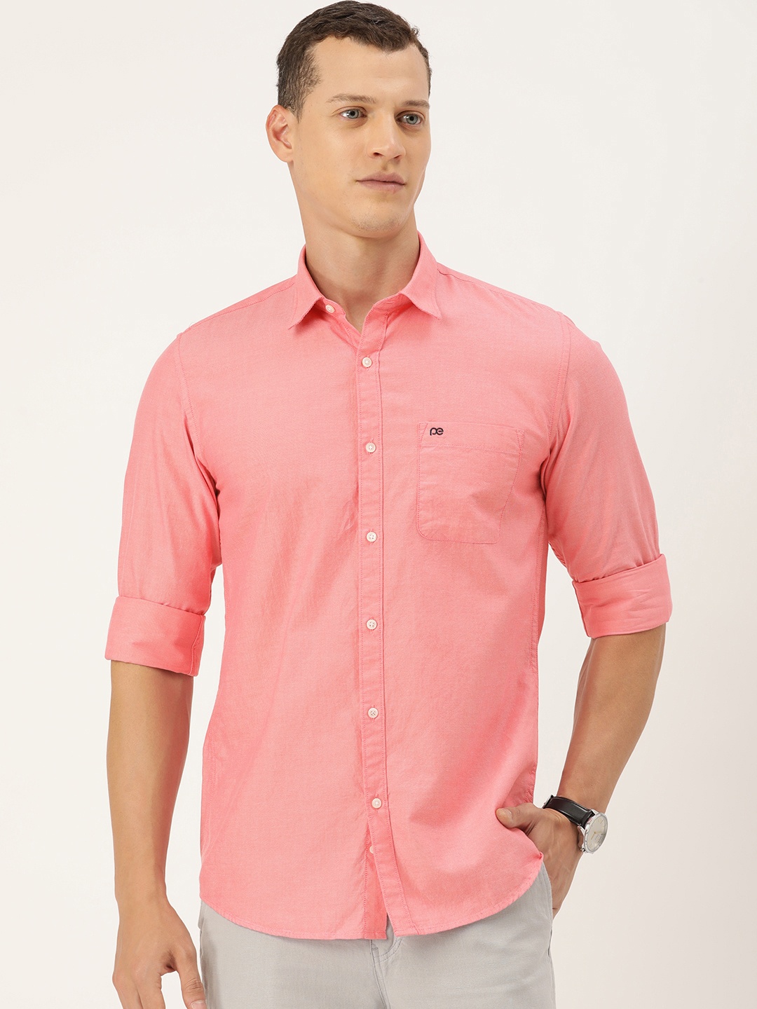 

Peter England Casuals Pure Cotton Slim Fit Casual Shirt, Pink