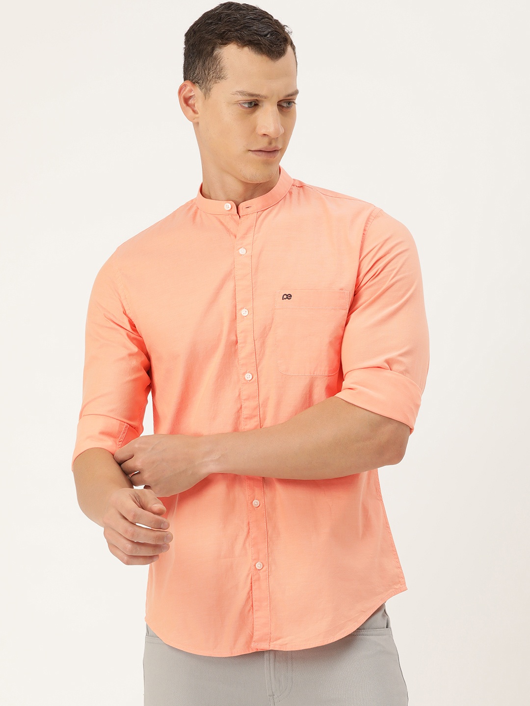 

Peter England Casuals Slim Fit Pure Cotton Casual Shirt, Orange