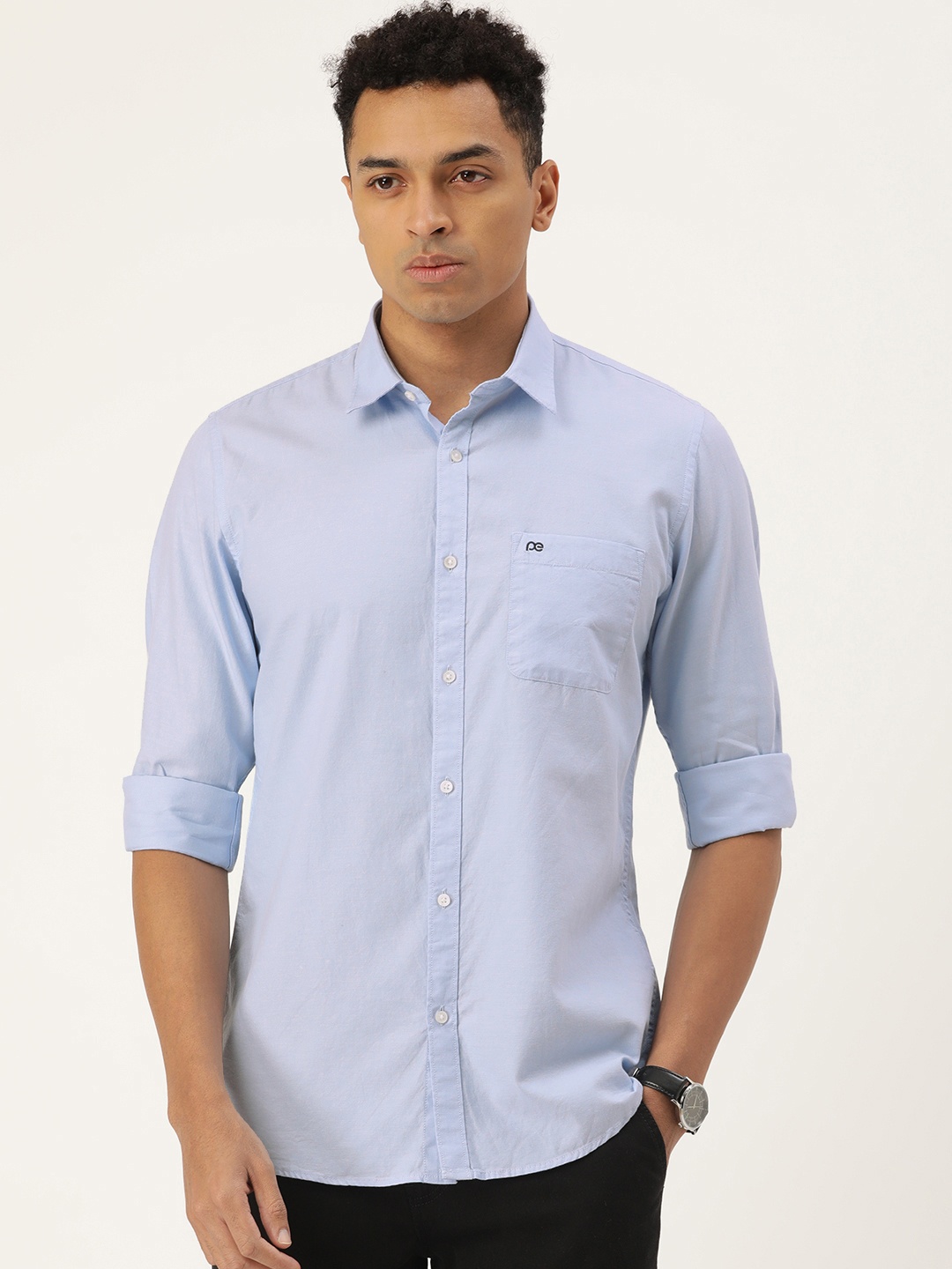 

Peter England Casuals Pure Cotton Slim Fit Casual Shirt, Blue