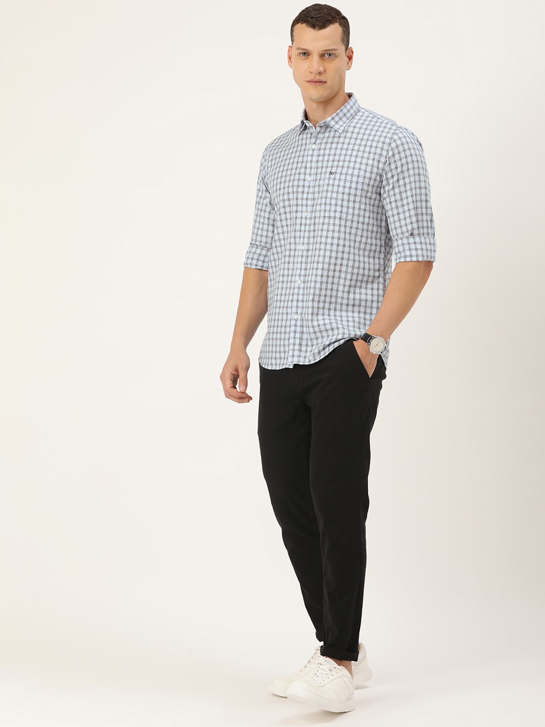 

Peter England Casuals Sport Slim Fit Pure Cotton Checked Casual Shirt, Blue