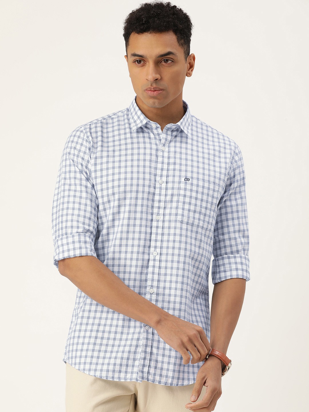 

Peter England Casuals Sport Slim Fit Pure Cotton Checked Casual Shirt, White