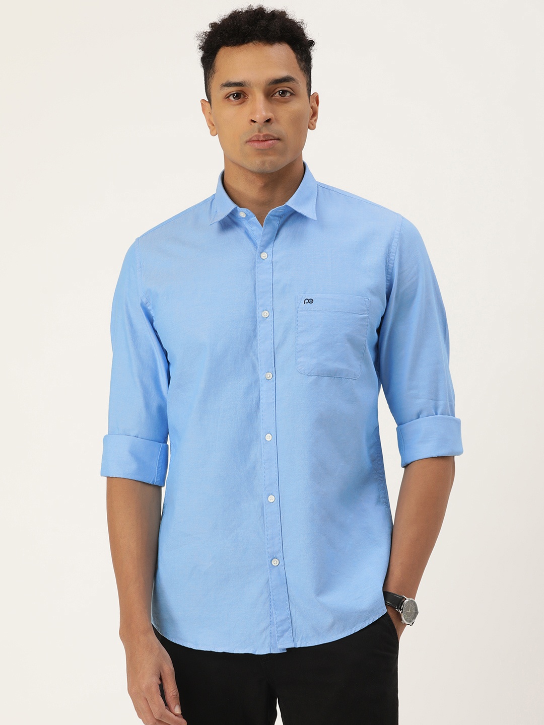 

Peter England Casuals Pure Cotton Slim Fit Casual Shirt, Blue