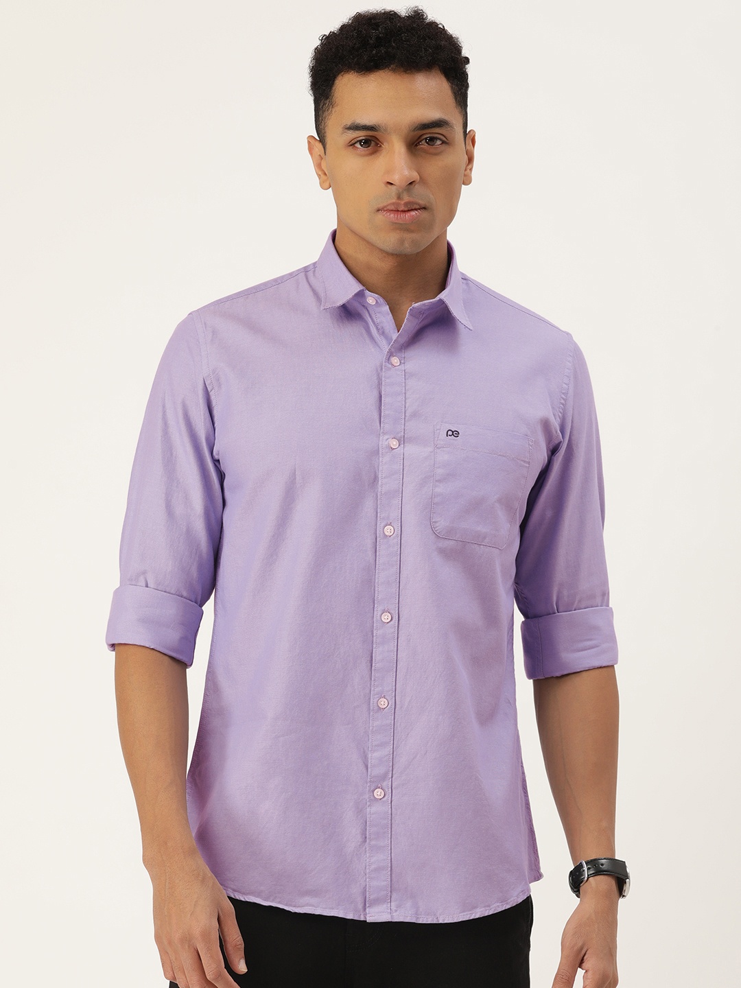 

Peter England Casuals Pure Cotton Slim Fit Casual Shirt, Purple