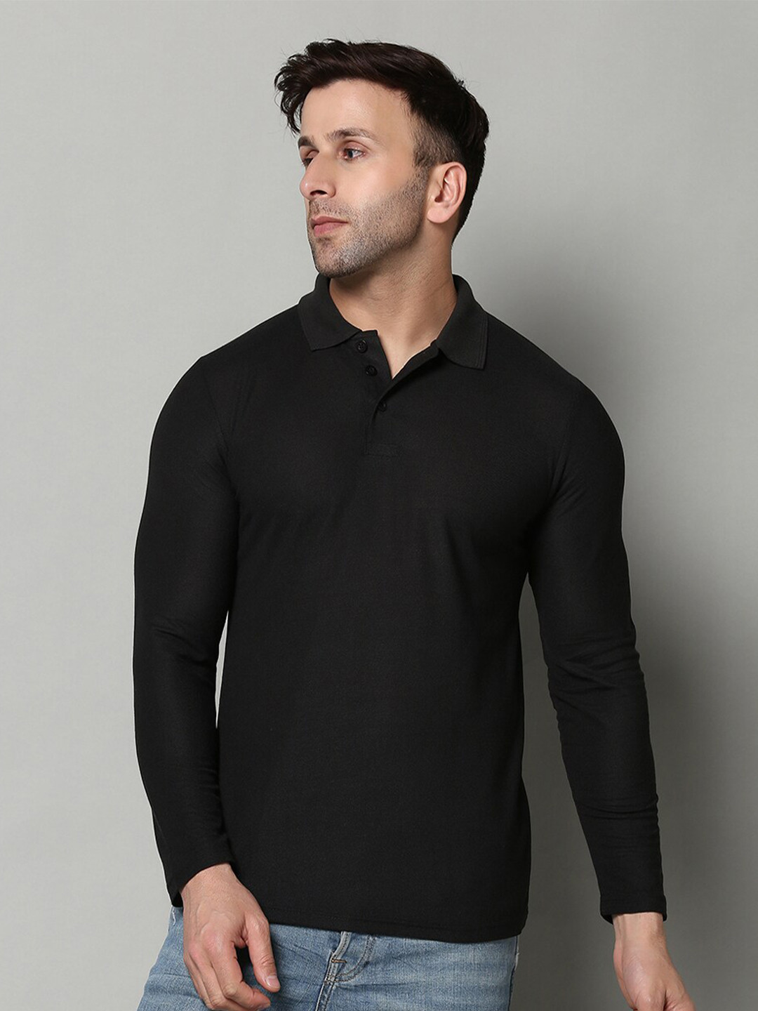 

INKKR Polo Collar Casual T-Shirt, Black