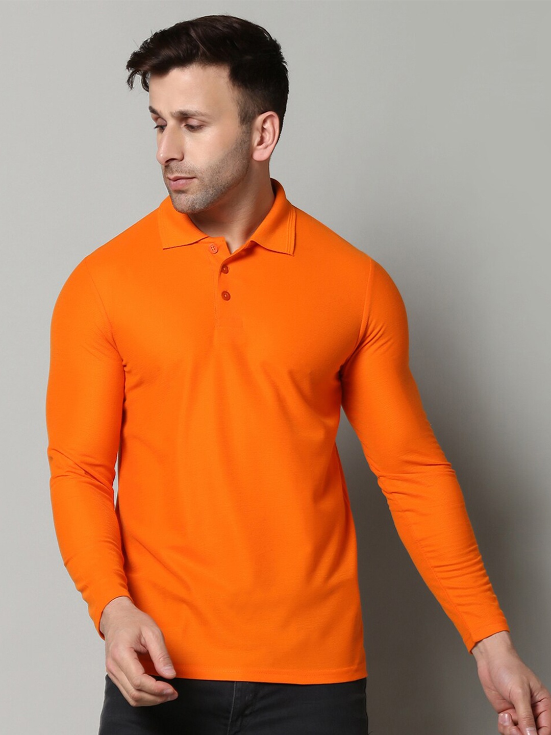 

INKKR Polo Collar Casual T-Shirt, Orange