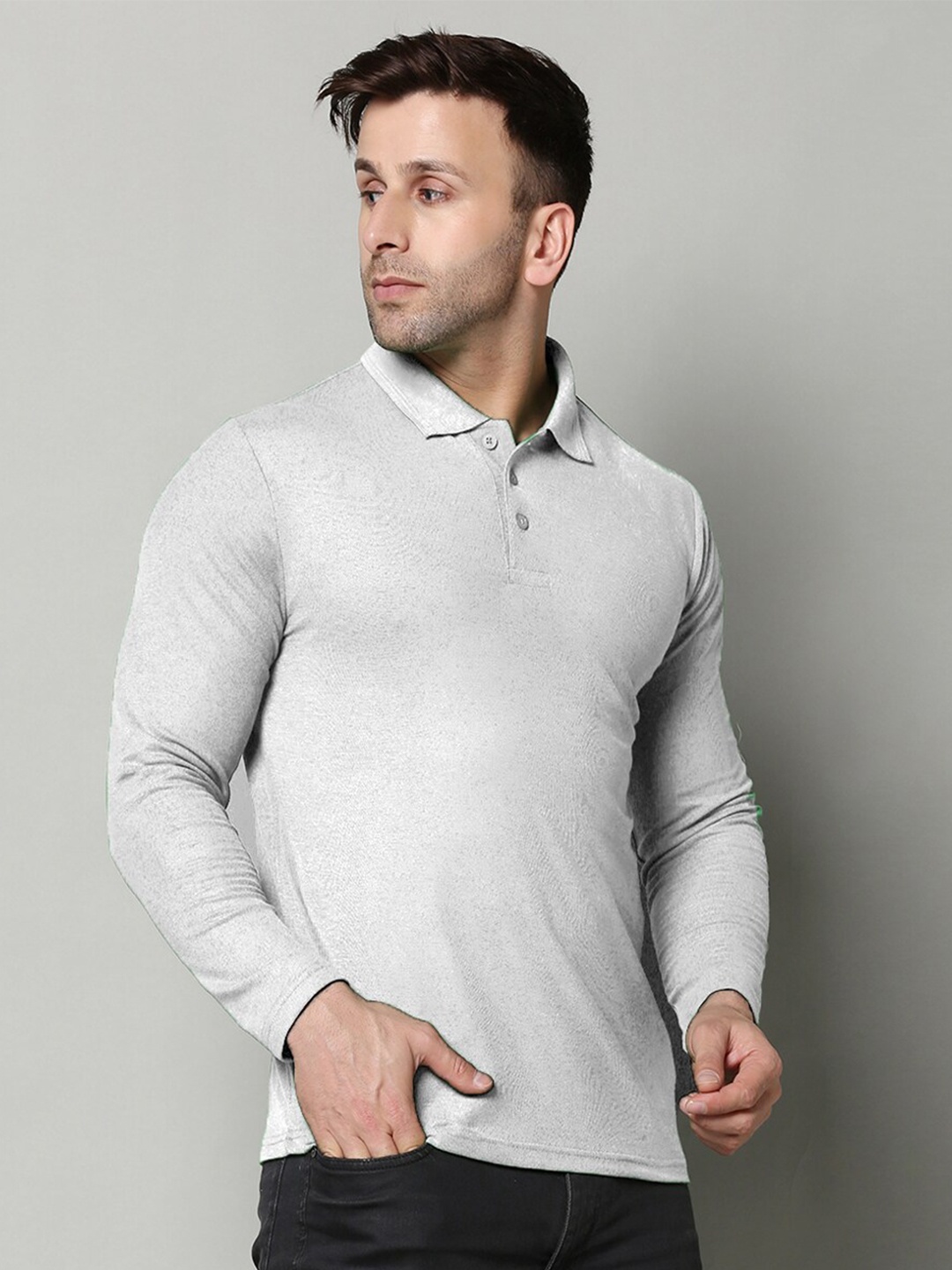 

INKKR Polo Collar Casual T-Shirt, Grey