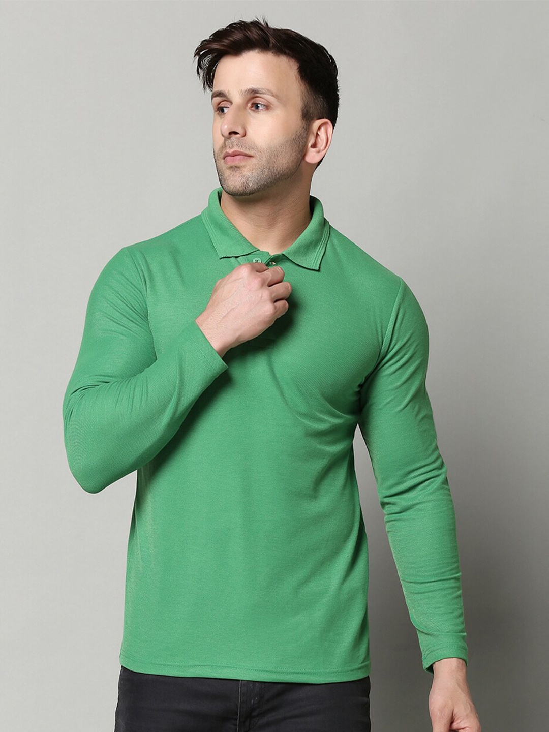 

INKKR Polo Collar Casual T-Shirt, Green