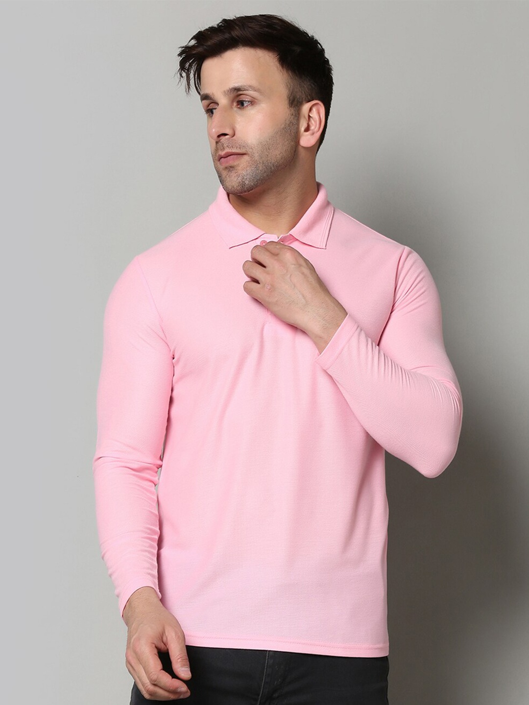 

INKKR Polo Collar Casual T-Shirt, Pink