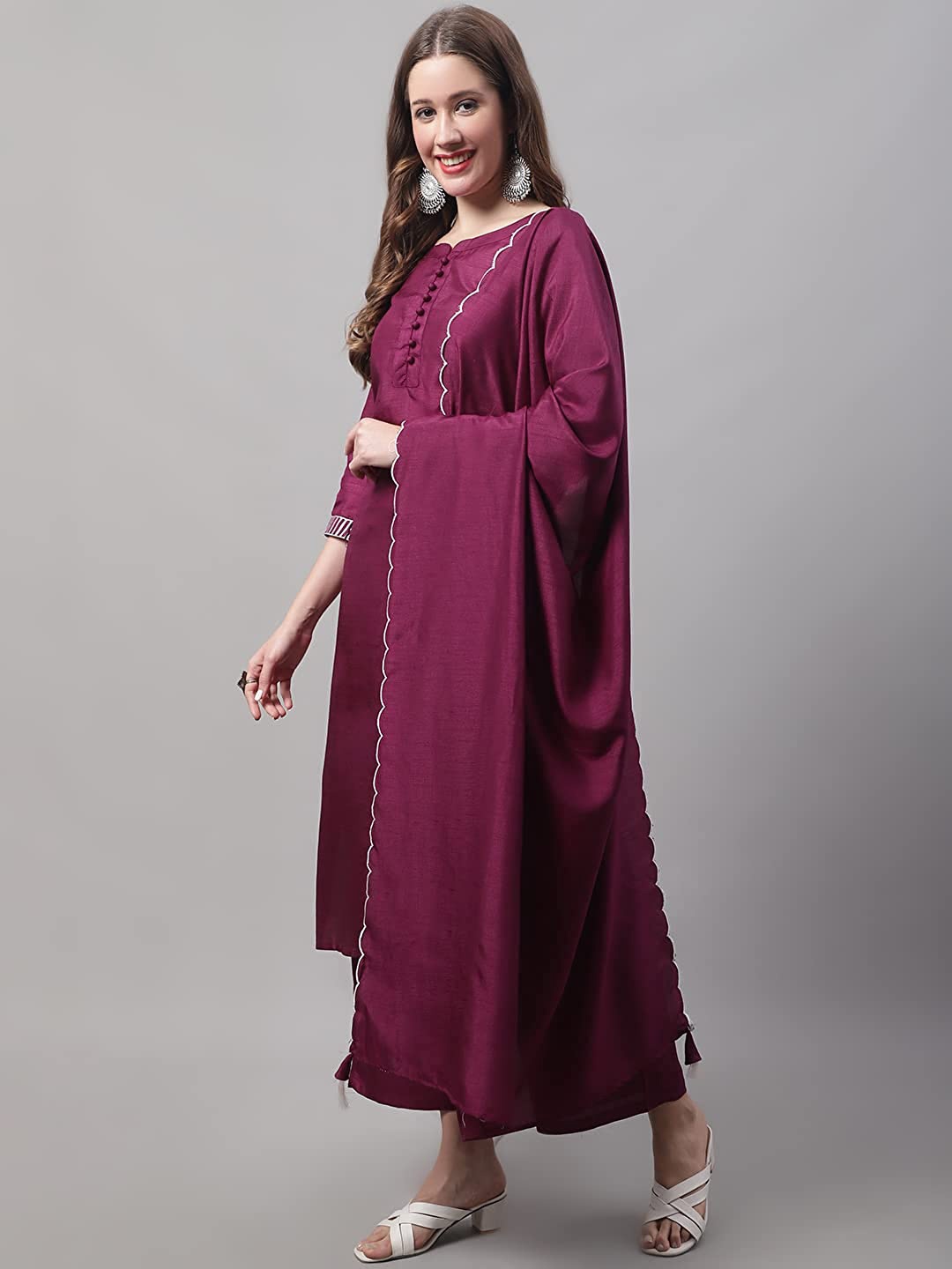

KALINI Regular Kurta With Palazzos & With Dupatta, Purple