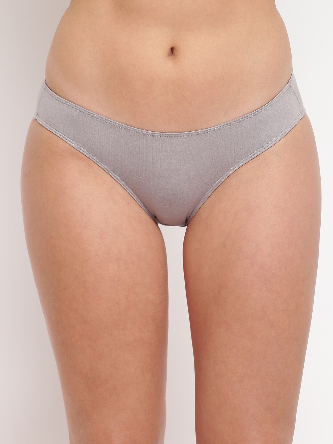 

BASIICS by La Intimo Women Solid Bikini Briefs, Grey