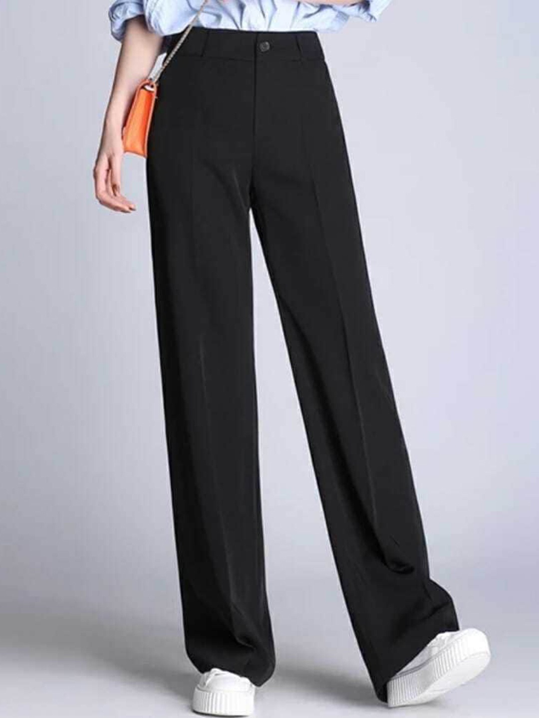 

Next One Women Relaxed Straight Leg High-Rise Formal Trousers, Black