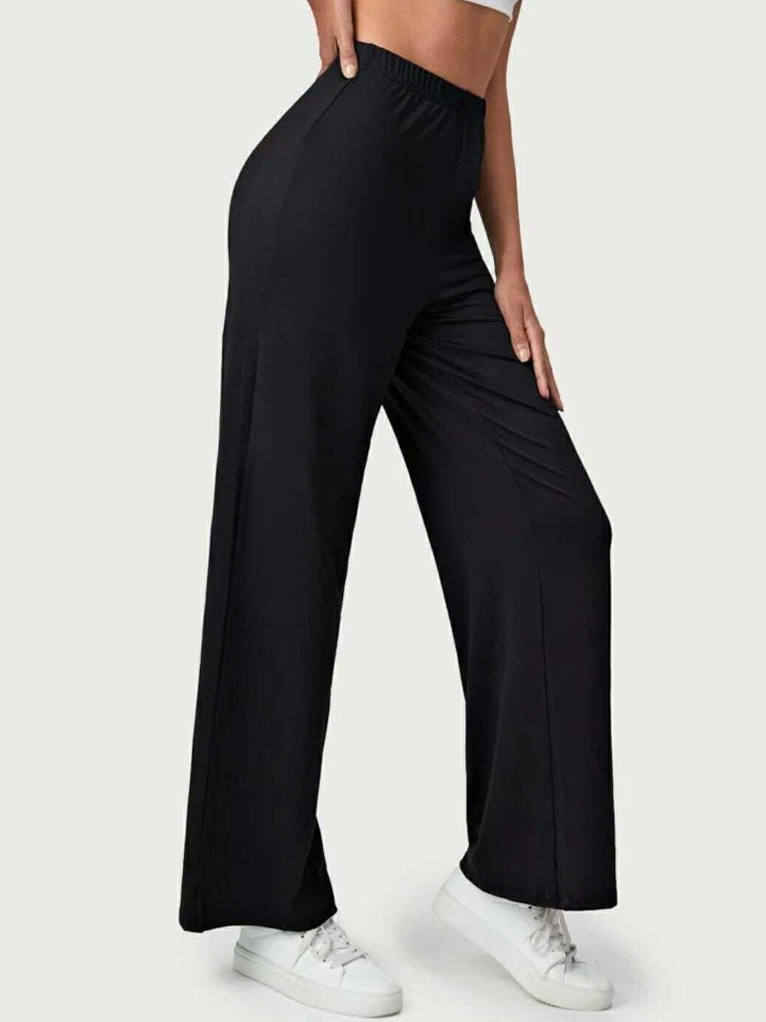 

Next One Women Relaxed Straight Leg Loose Fit High-Rise Easy Wash Trousers, Black