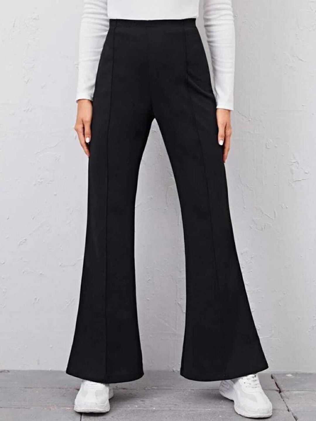 

Next One Women Comfort Flared High-Rise Easy Wash Bootcut Trousers, Black