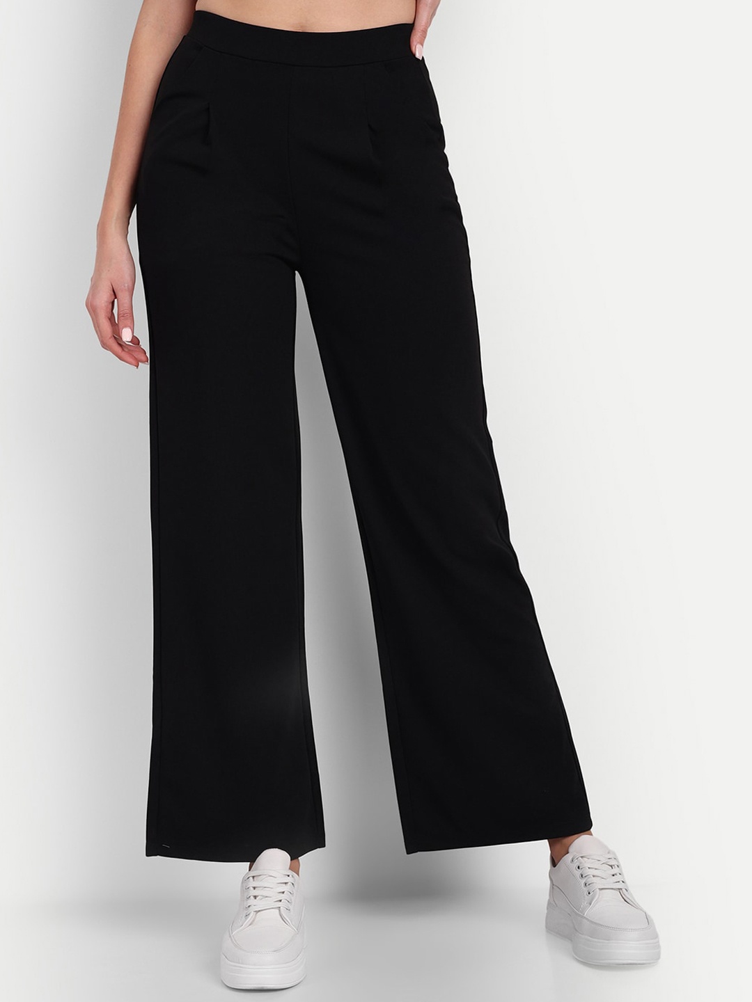 

Next One Women Tailored Loose Fit High-Rise Easy Wash Trousers, Black