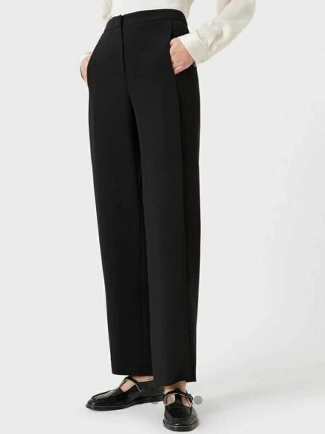 

Next One Women Relaxed Straight Leg Loose Fit High-Rise Easy Wash Parallel Trousers, Black