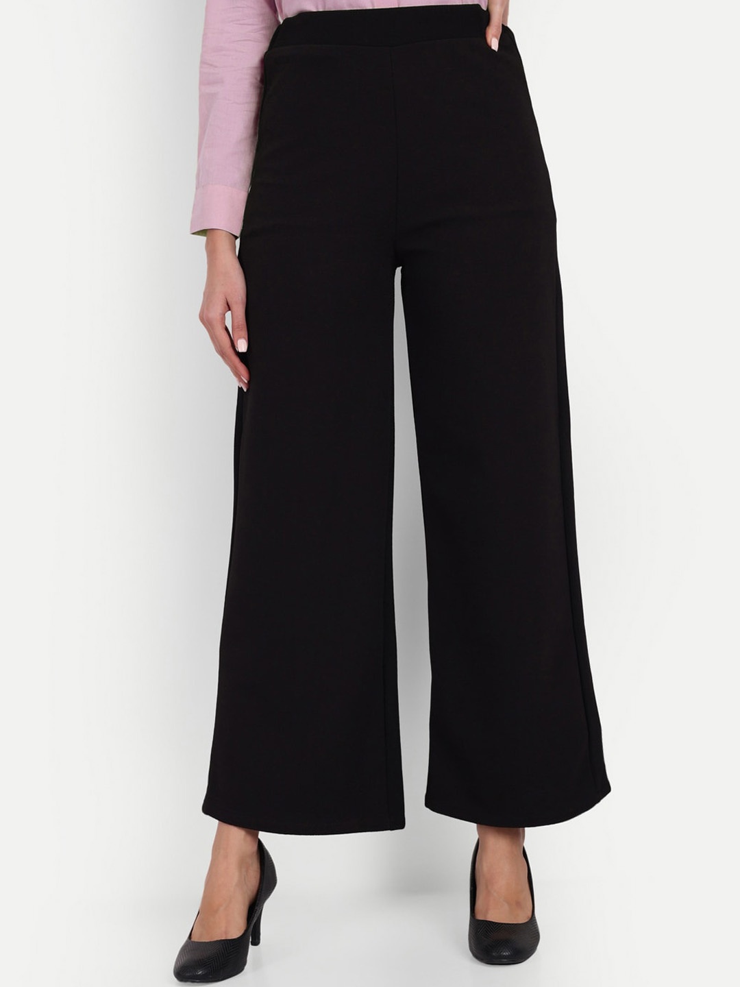 

Next One Women Smart Loose Fit High-Rise Easy Wash Parallel Trousers, Black