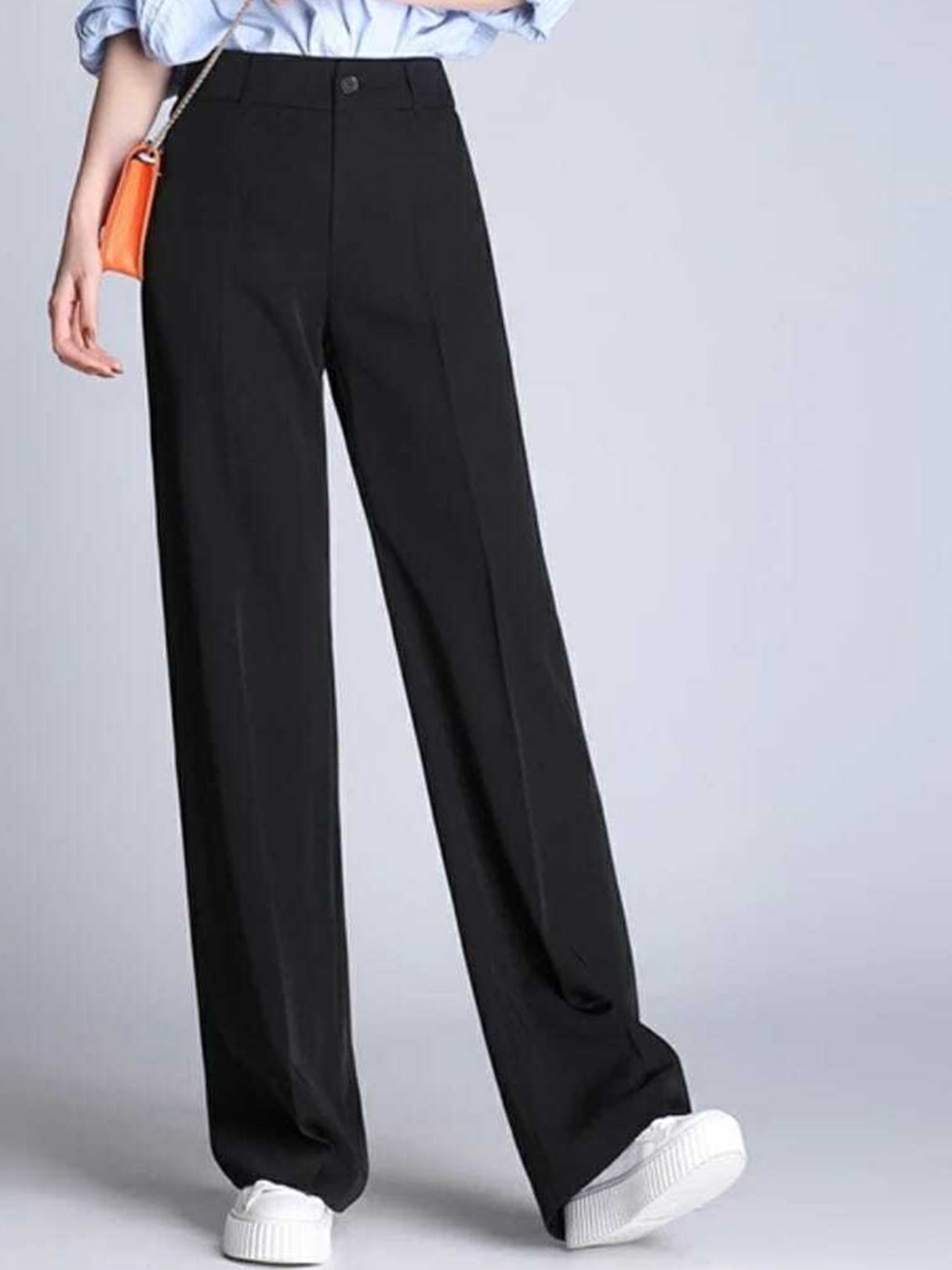 

Next One Women High-Rise Pleated Korean Trousers, Black