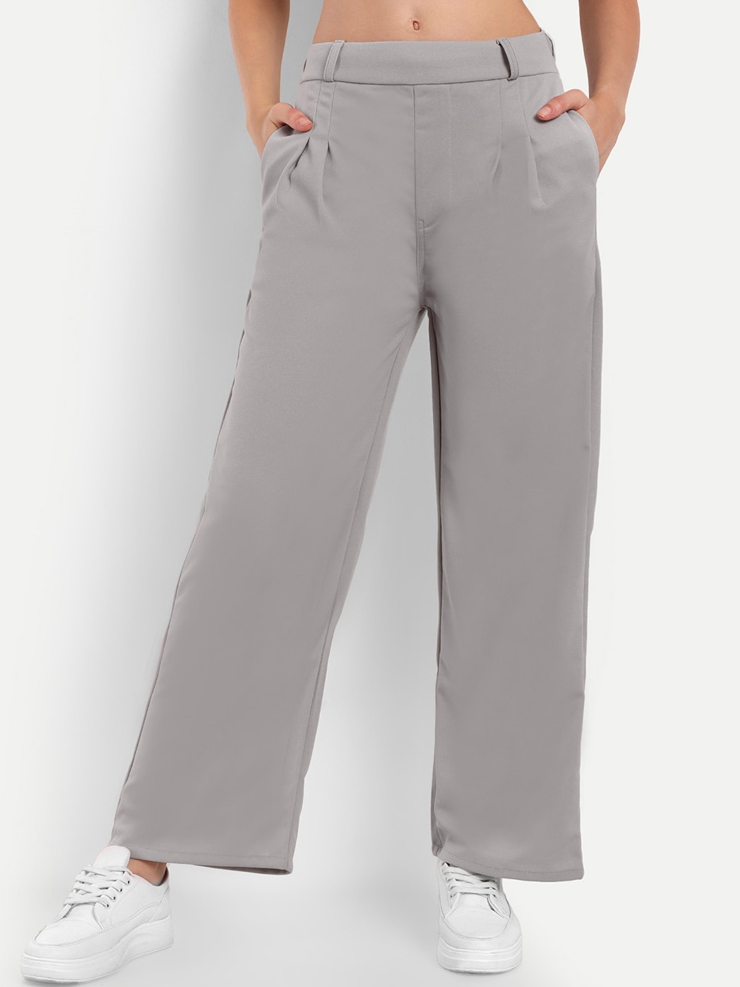 

Next One Women Smart Loose Fit Pleated Parallel Trousers, Grey