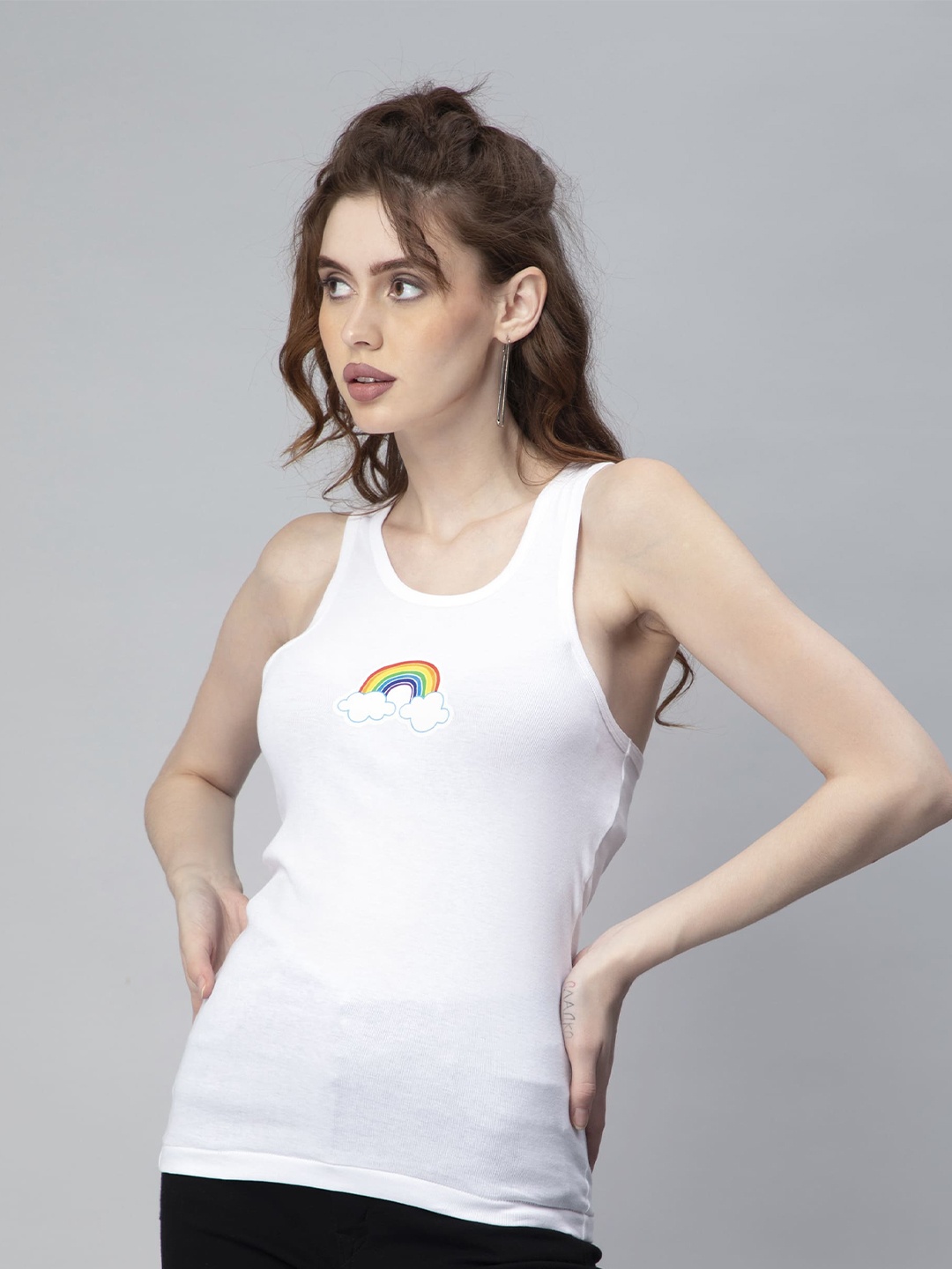 

Pritla White Graphic Printed Organic Cotton Tank Top