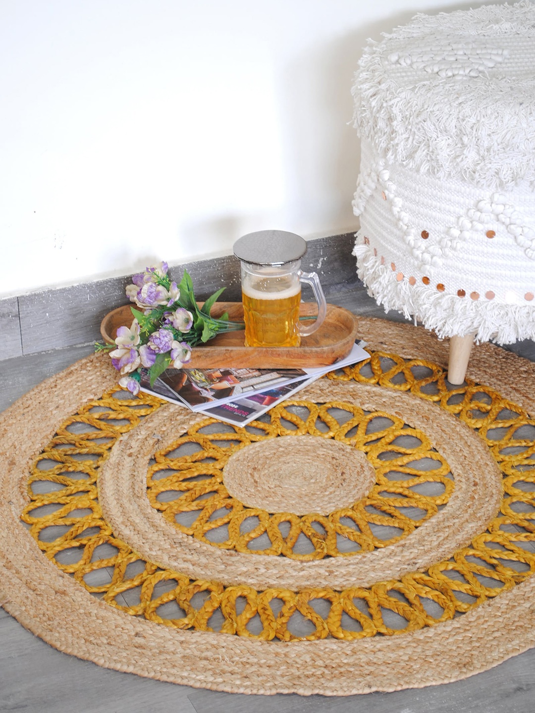 

Art Avenue Yellow & Beige Round Jute Rug