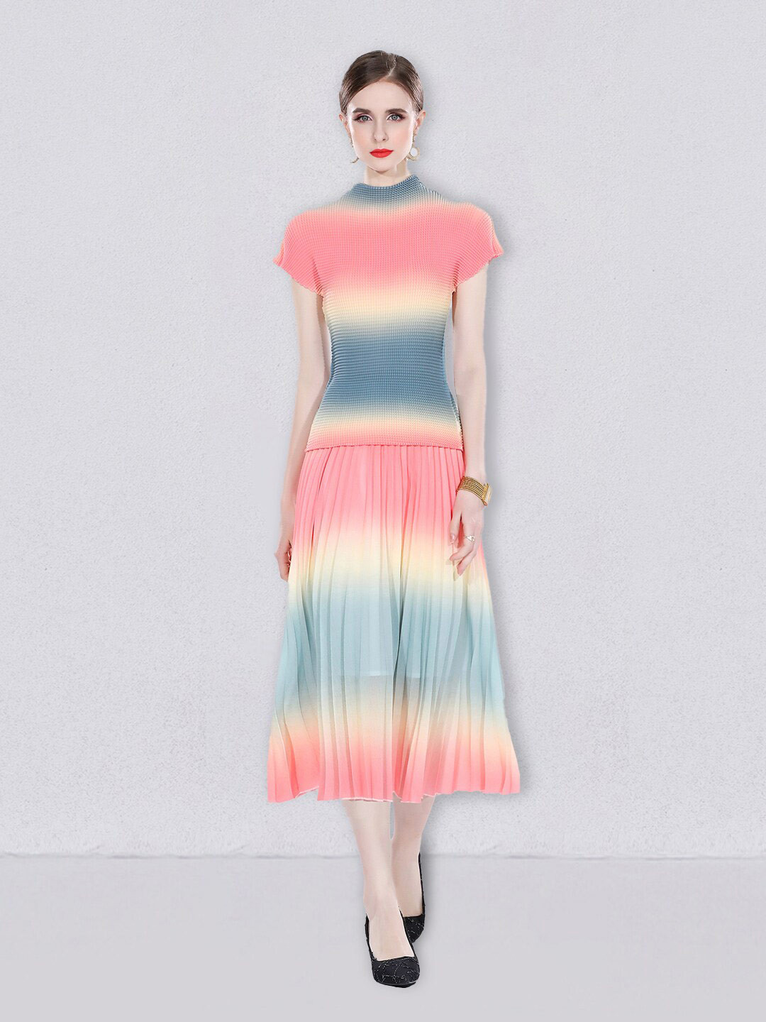 

JC Collection Printed Top With Skirt Set, Pink