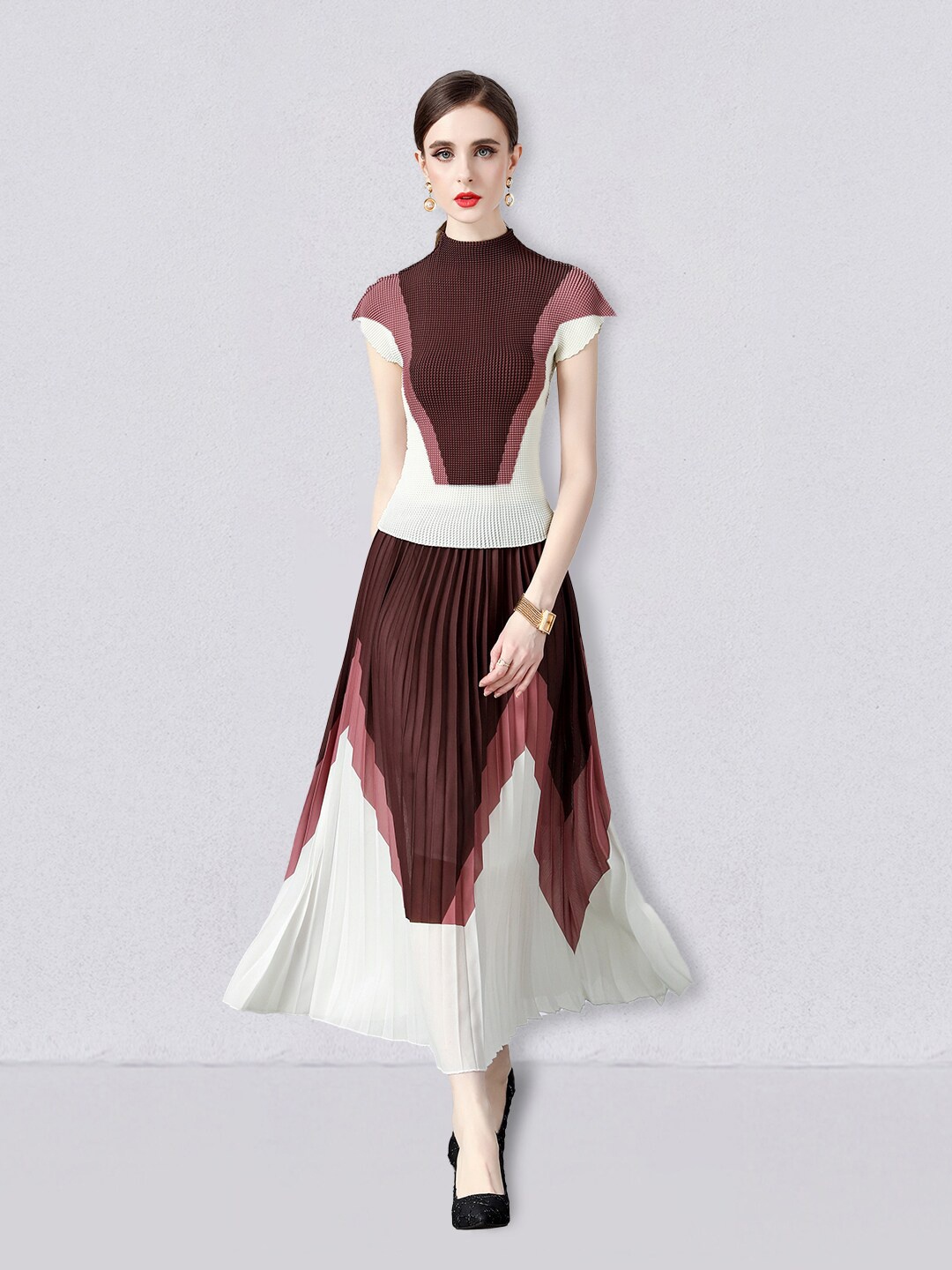 

JC Collection Colourblocked Co-Ord Set, Coffee brown