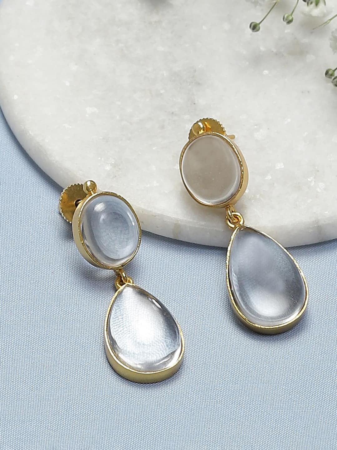 

Biba Stone-Studded Contemporary Drop Earrings, Gold