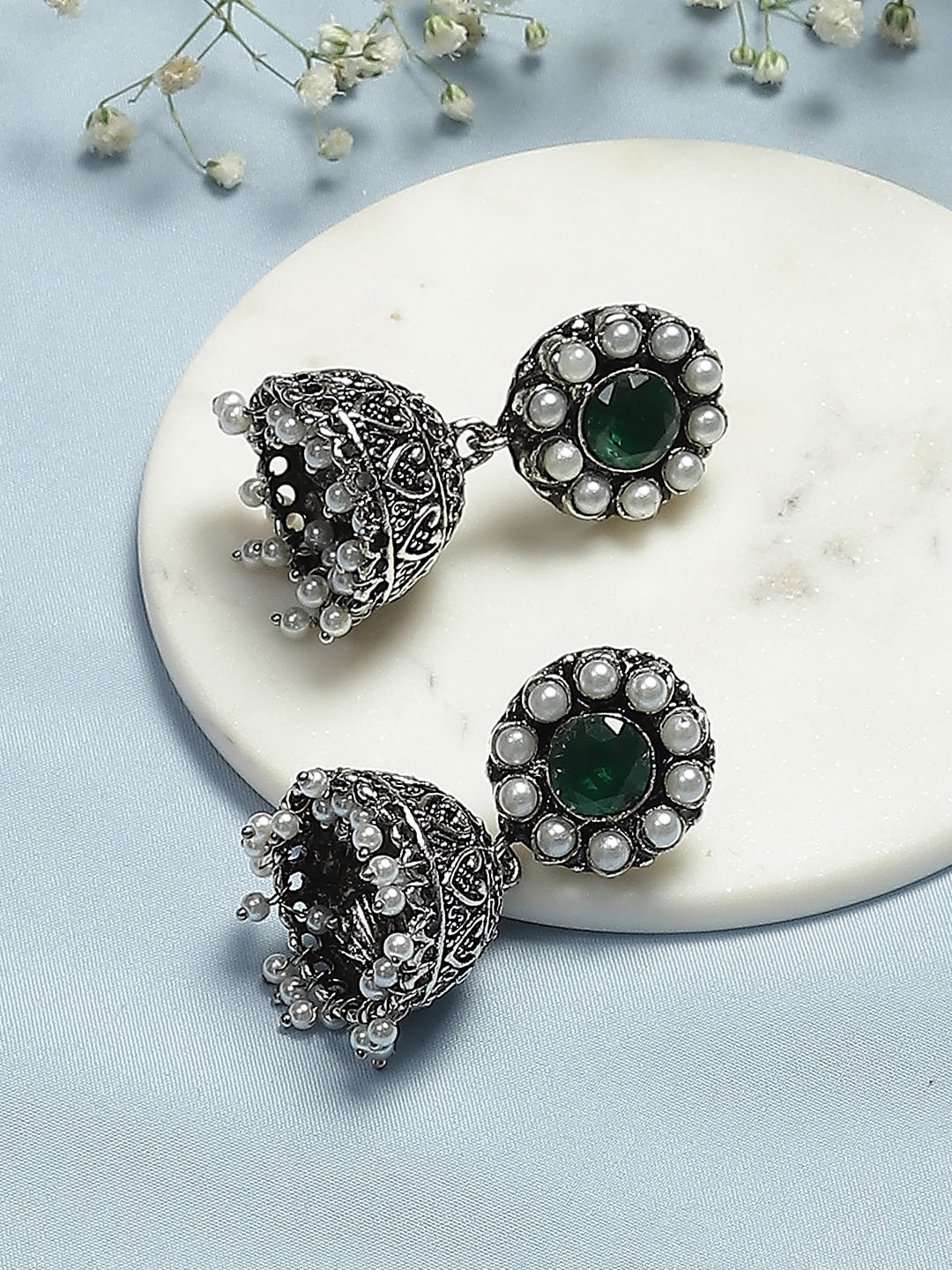 

Biba Beaded Dome Shaped Jhumkas, Green