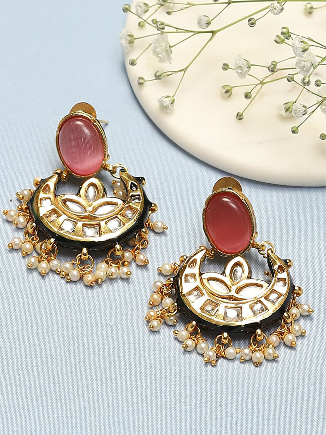 

Biba Beaded Contemporary Drop Earrings, Pink