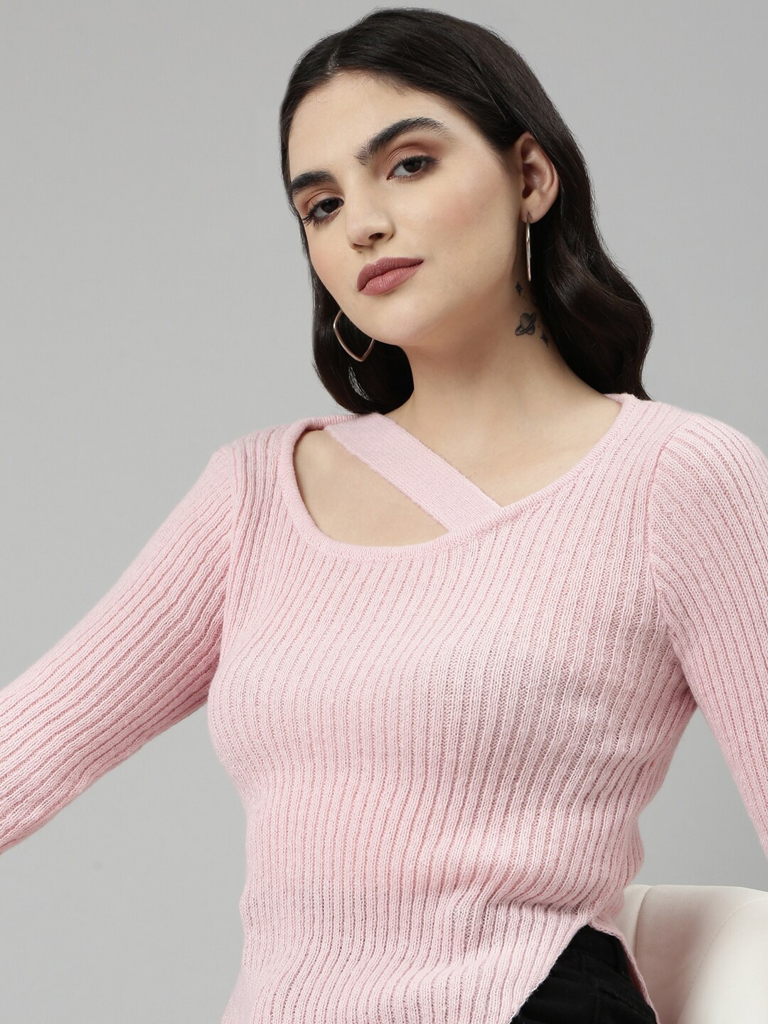 

SHOWOFF Self Design Wool Top, Pink