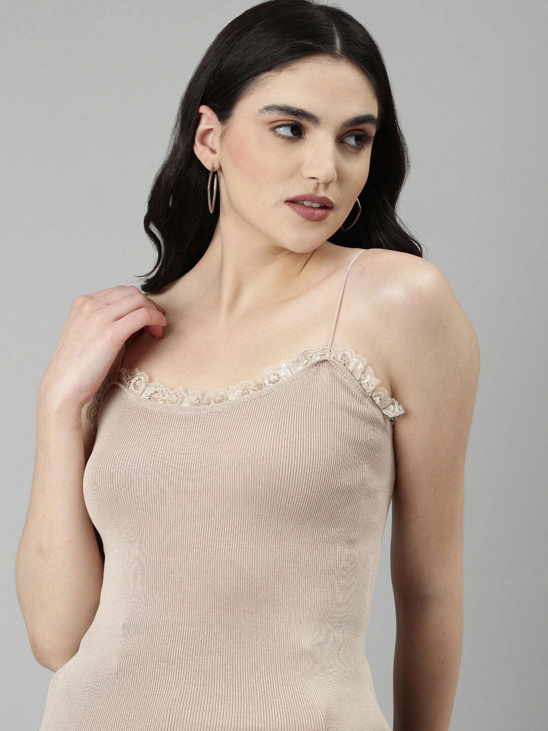 

SHOWOFF Acrylic Shoulder Straps Top, Beige