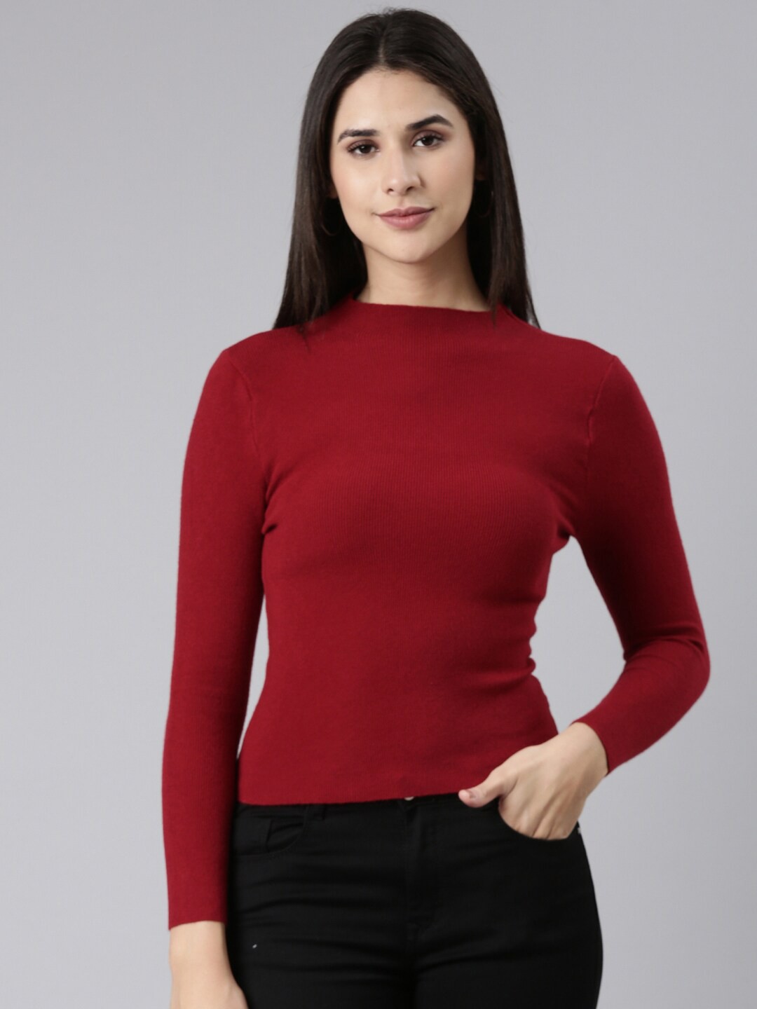 

SHOWOFF High Neck Top, Maroon