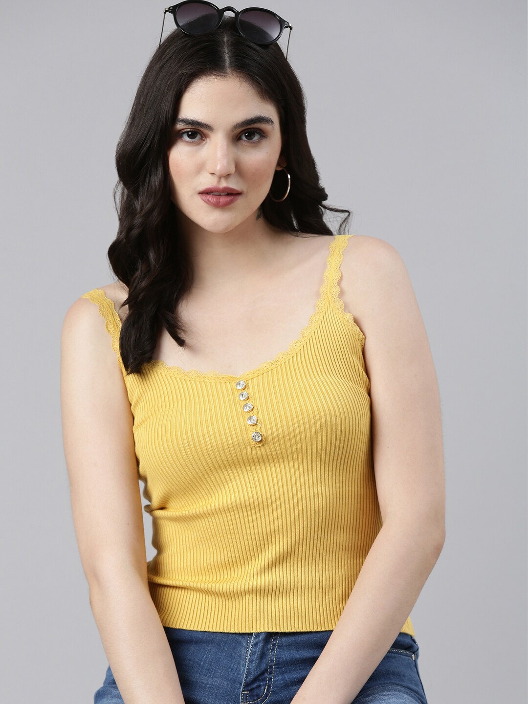 

SHOWOFF Shoulder Straps Top, Yellow