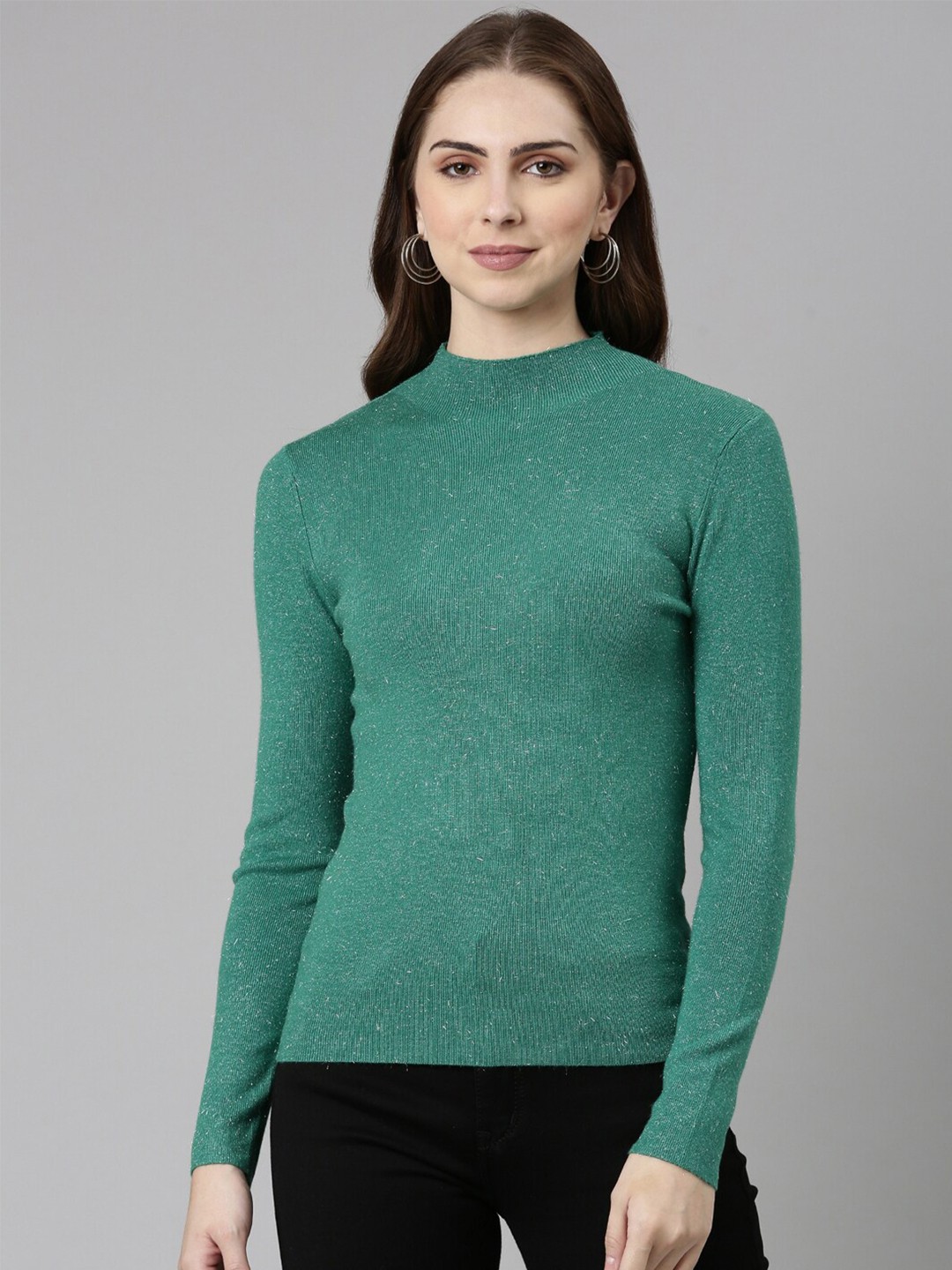 

SHOWOFF High Neck Long Sleeves Top, Green