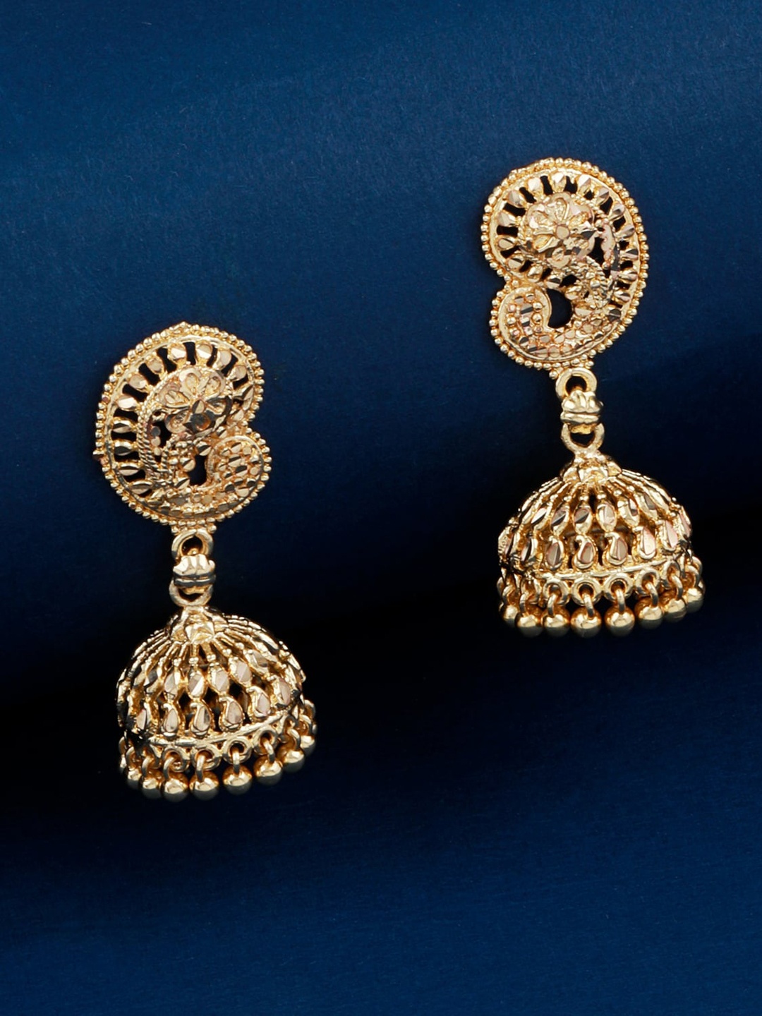 

Silver Shine Gold-Plated Contemporary Jhumkas Earrings
