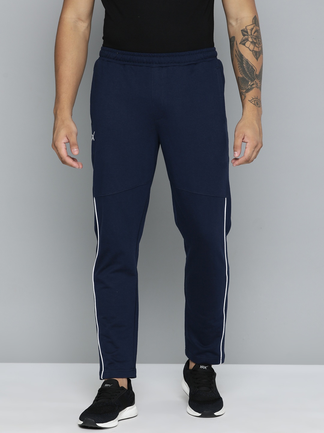 

HRX by Hrithik Roshan Men Side Striped Track Pants, Navy blue