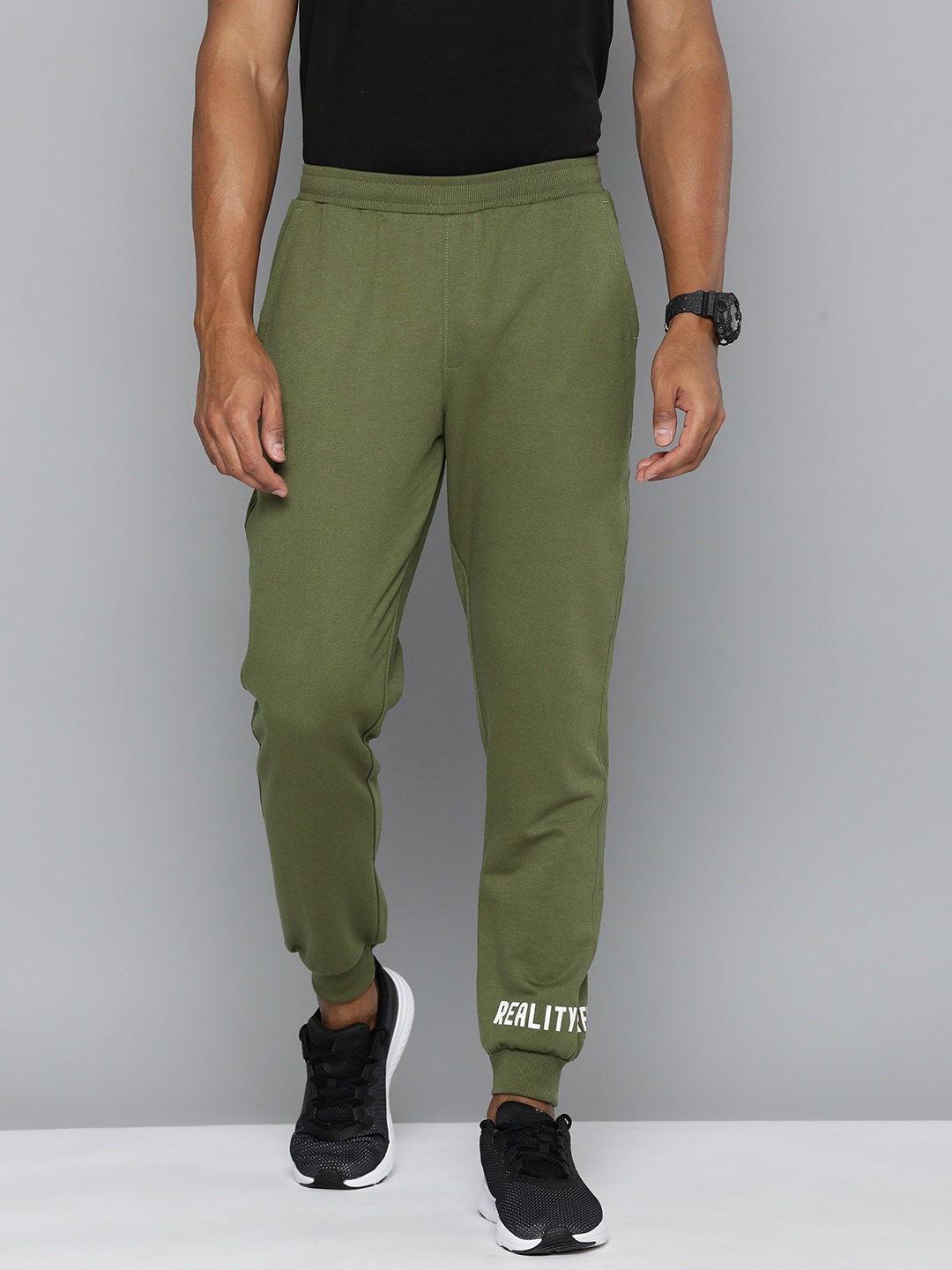 

HRX by Hrithik Roshan Men Printed Detail Joggers, Olive