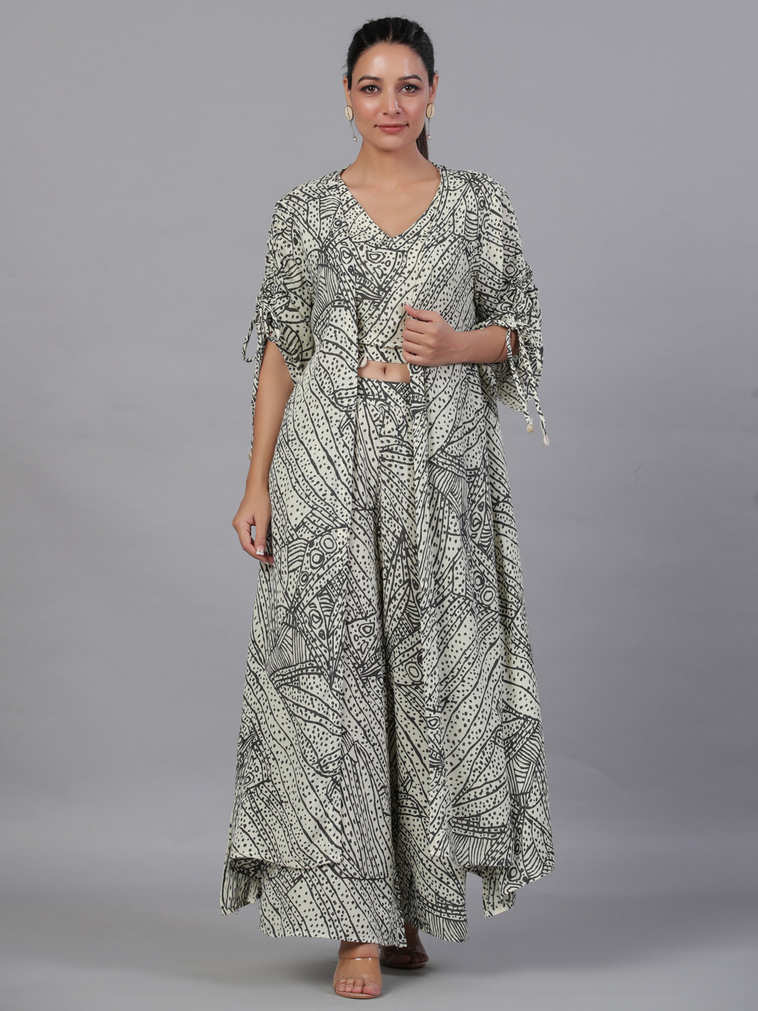 

Aadews Printed Top With Palazzos, Black