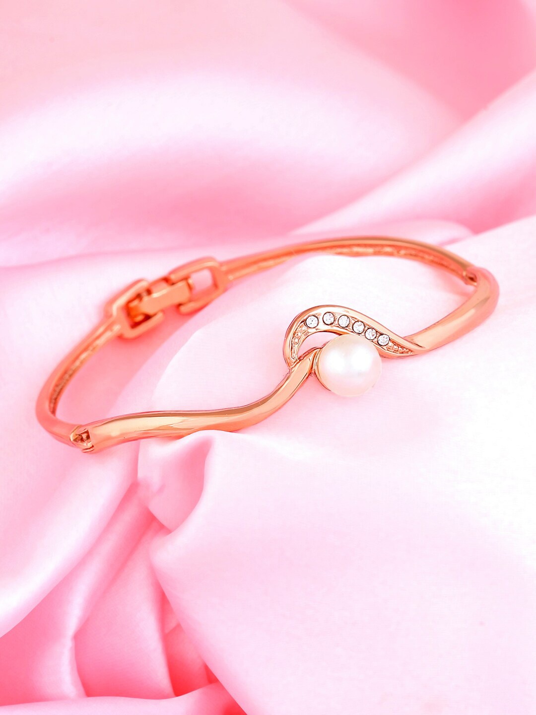 

Estele Women Crystals Rose Gold-Plated Cuff Bracelet