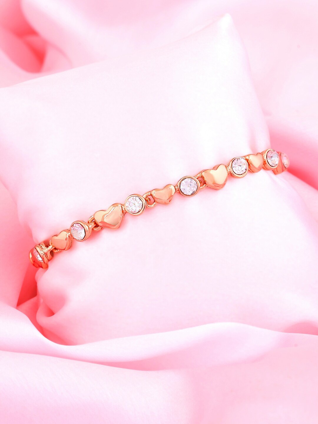 

Estele Women Crystals Rose Gold-Plated Link Bracelet