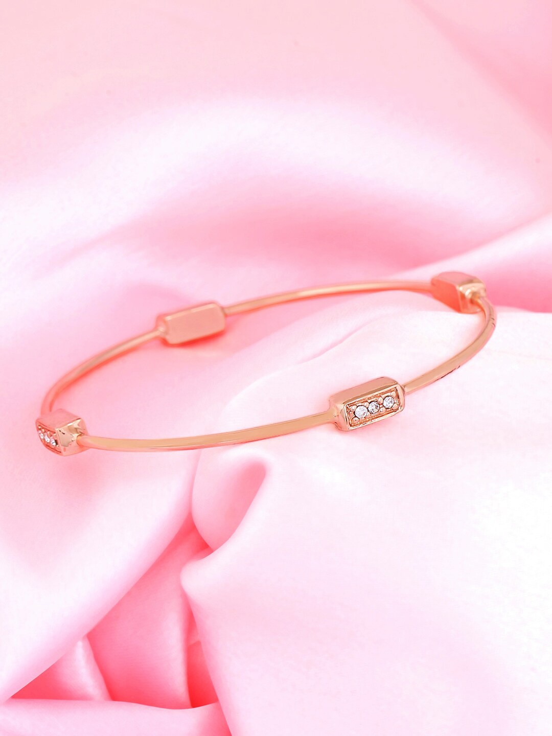 

Estele Crystals Handcrafted Rose Gold-Plated Bangle Style Bracelet