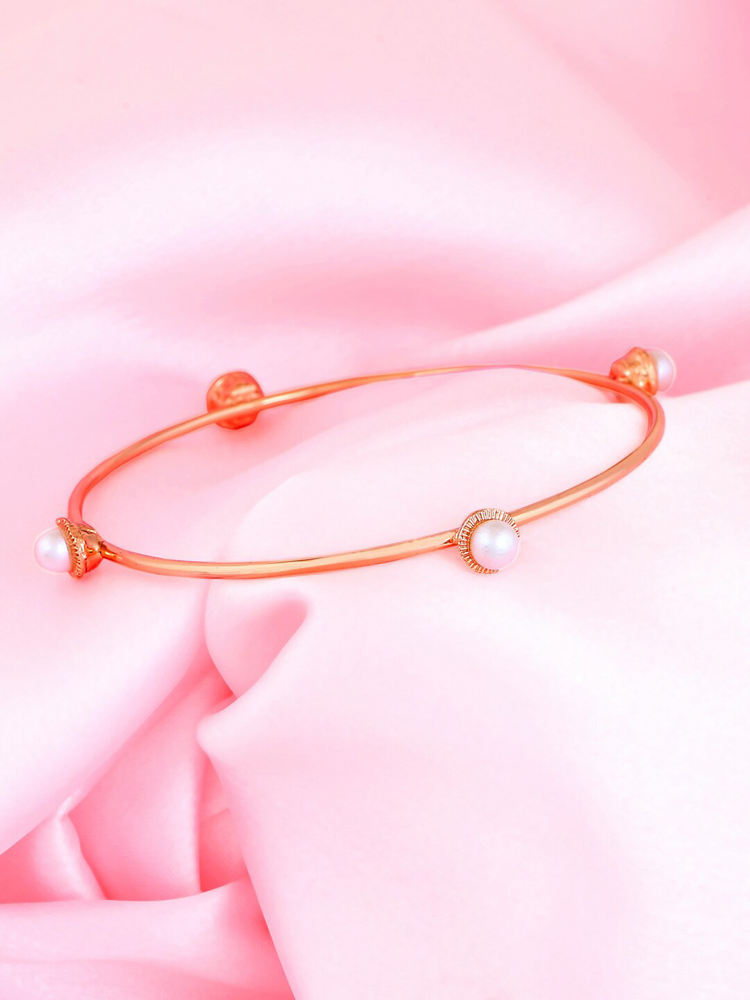 

Estele Women Pearls Handcrafted Rose Gold-Plated Bangle-Style Bracelet