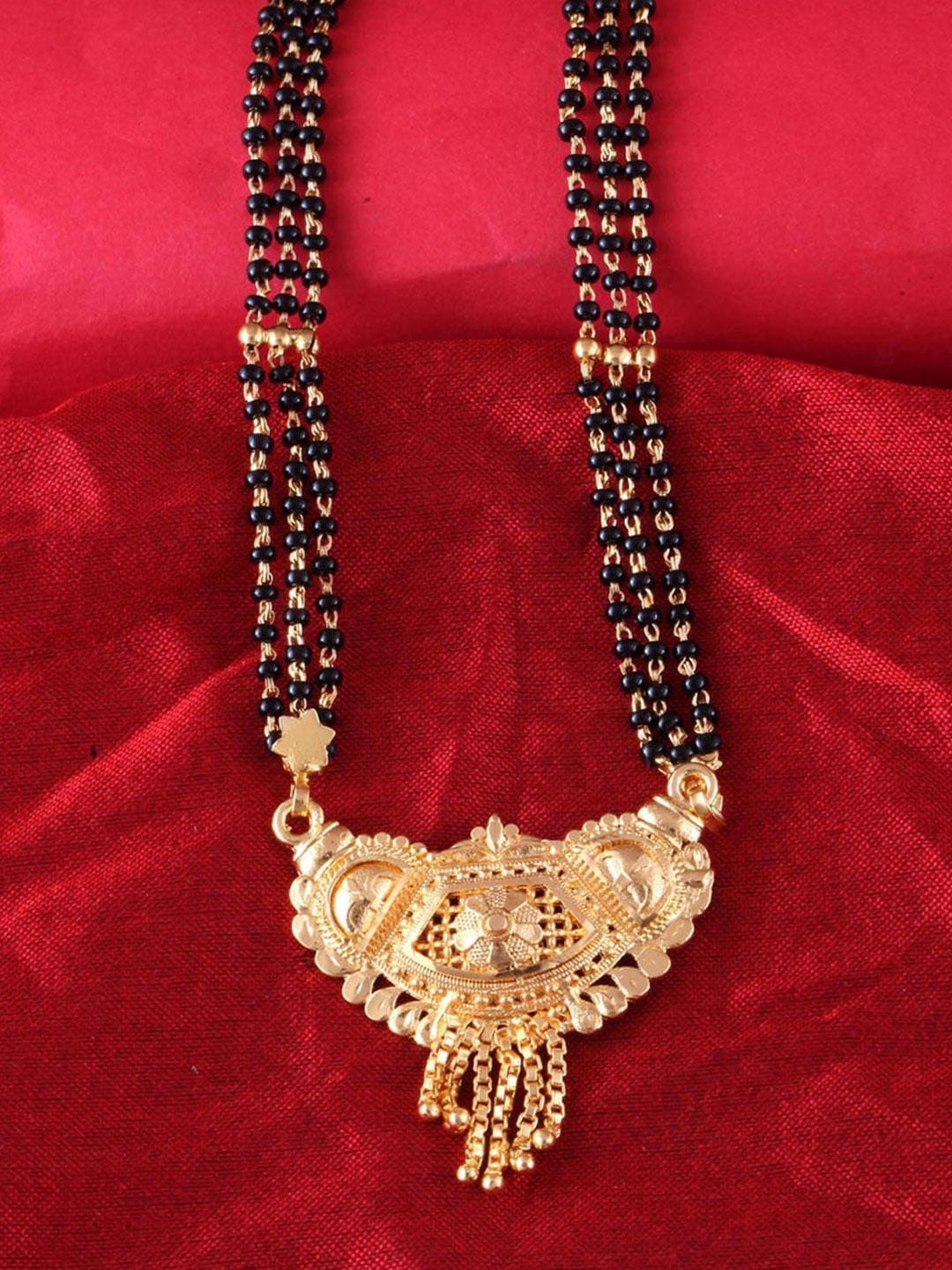 

MEENAZ Gold-Plated Beaded Traditional Mangalsutra